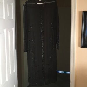 Elegant Black Sheer Long Cardigan